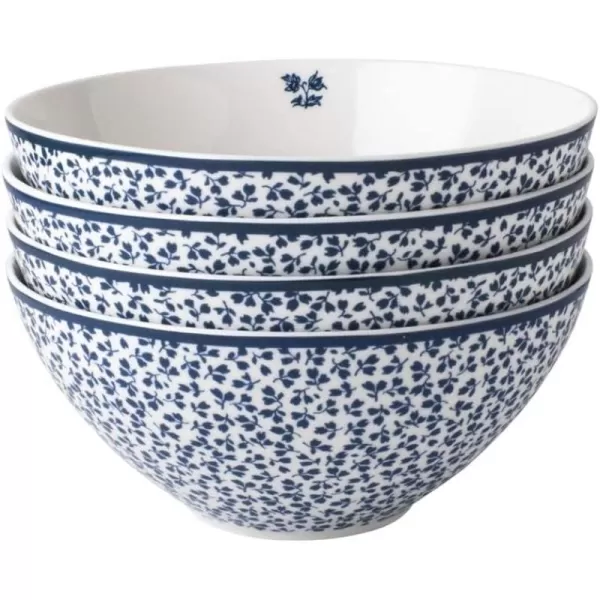 Laura Ashley Floris 6" Bowl Giftbox, Set of 4 - Porcelain Soup/Cereal Dish - Dishwasher &amp; Microwave Safe Bowls - Blueprint Collectables, Floral