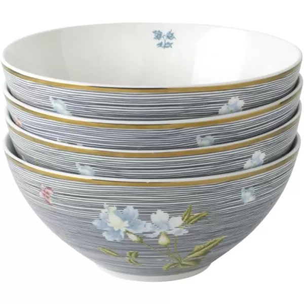 Laura Ashley Floris 6" Bowl Giftbox, Set of 4 - Porcelain Soup/Cereal Dish - Dishwasher &amp; Microwave Safe Bowls - Blueprint Collectables, Floral
