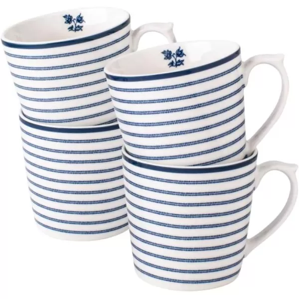 Laura Ashley Set/4 mugs 9 oz Candy Stripe in giftbox Blueprint Collectables