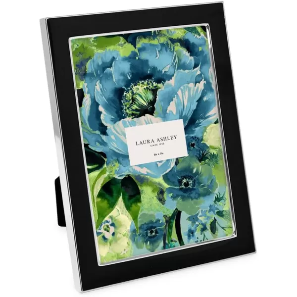 Laura Ashley 8x10 White Enamel Picture Frame, Silver Metal Edge with Easel, for Countertop, Counterspace, Tabletop Display, Bookshelf, Desk, Wall Décor, Photo Gallery