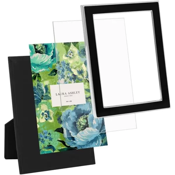 Laura Ashley 8x10 White Enamel Picture Frame, Silver Metal Edge with Easel, for Countertop, Counterspace, Tabletop Display, Bookshelf, Desk, Wall Décor, Photo Gallery