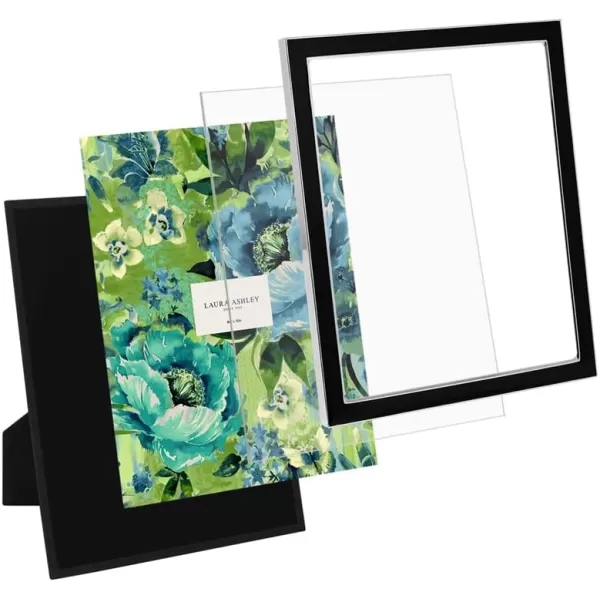 Laura Ashley 8x10 White Enamel Picture Frame, Silver Metal Edge with Easel, for Countertop, Counterspace, Tabletop Display, Bookshelf, Desk, Wall Décor, Photo Gallery