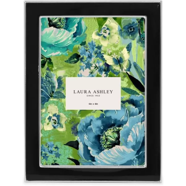 Laura Ashley 8x10 White Enamel Picture Frame, Silver Metal Edge with Easel, for Countertop, Counterspace, Tabletop Display, Bookshelf, Desk, Wall Décor, Photo Gallery