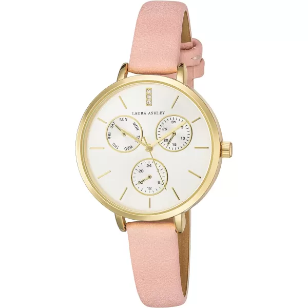 Laura Ashley Women's Faux Chrono Dial 36mm Vegan Leather Strap Watch 