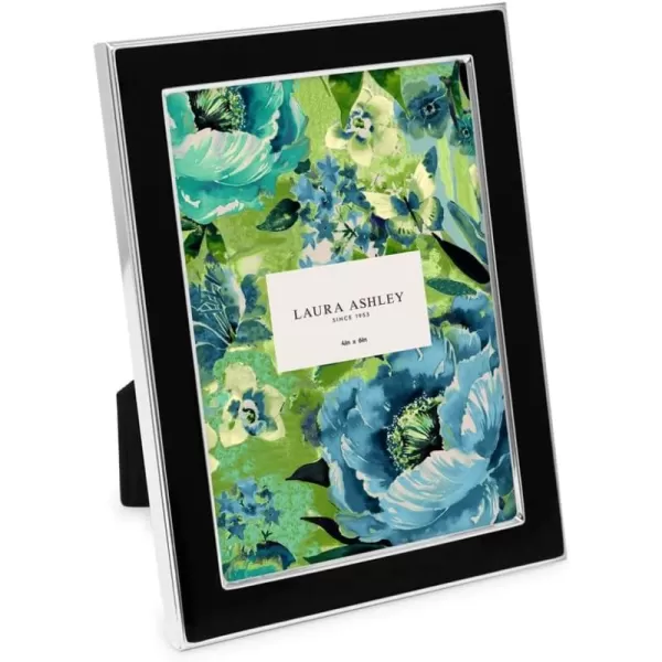 Laura Ashley 8x10 White Enamel Picture Frame, Silver Metal Edge with Easel, for Countertop, Counterspace, Tabletop Display, Bookshelf, Desk, Wall Décor, Photo Gallery