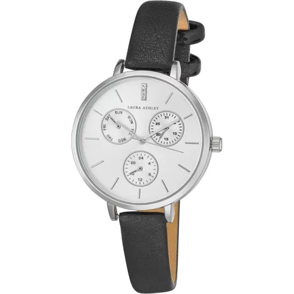 Laura Ashley Women's Faux Chrono Dial 36mm Vegan Leather Strap Watch 