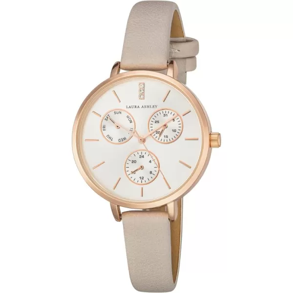 Laura Ashley Women's Faux Chrono Dial 36mm Vegan Leather Strap Watch 