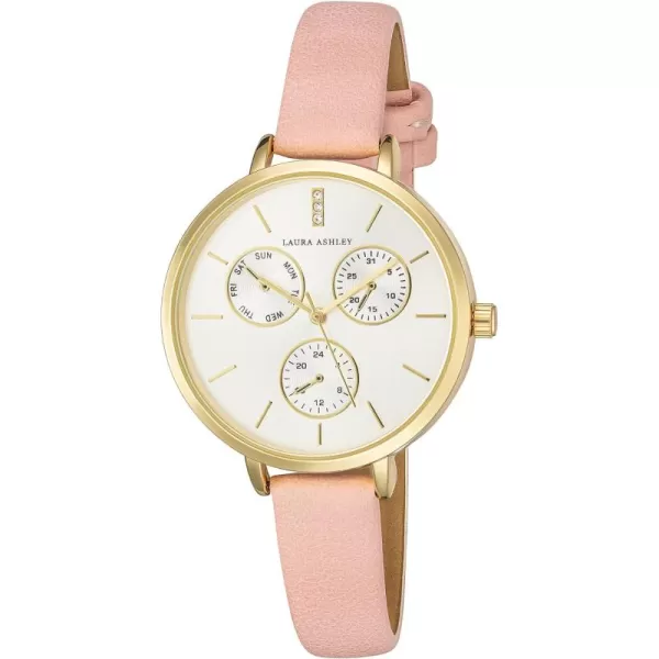 Laura Ashley Women's Faux Chrono Dial 36mm Vegan Leather Strap Watch 