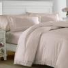 imageLaura Ashley  Queen Duvet Cover Set Reversible Cotton Bedding with Matching Shams Lightweight Home Decor for All Seasons Annabella White QueenBlush