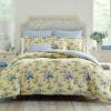 imageLaura Ashley  Queen Duvet Cover Set Reversible Cotton Bedding with Matching Shams Includes Bonus Euro Shams ampamp Throw Pillow Covers Cassidy Yellow QueenTwin
