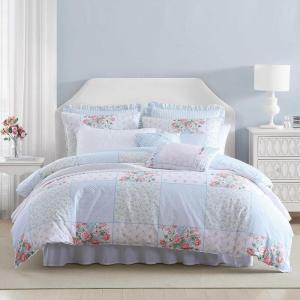 imageLaura Ashley  Duvet Set Super Soft ampamp Cozy Bedding Includes Matching Shams ampamp Bonus Throw Pillow Covers Luxurious Home Decor Hope Patchwork Blue FullQueenBlue