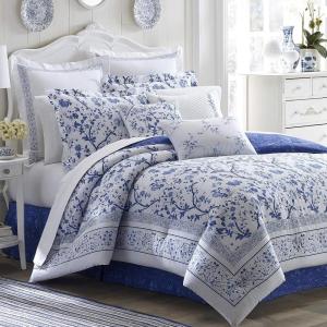 imageLaura Ashley  Queen Duvet Cover Set Reversible Cotton Bedding with Matching Shams Home Decor for All Seasons Charlotte Blue QueenTwin