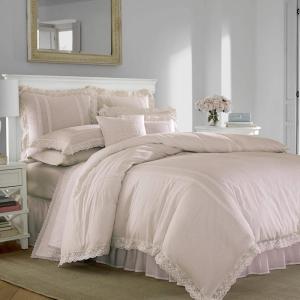 imageLaura Ashley  Queen Duvet Cover Set Reversible Cotton Bedding with Matching Shams Lightweight Home Decor for All Seasons Annabella White QueenBlush