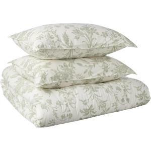 imageLaura Ashley Home  Queen Duvet Cover Set Reversible Cotton Bedding with Matching Shams Lightweight Home Decor for All Seasons Natalie Sage Queen GreenQueen 3Piece