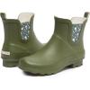 imageLaura Ashley Ladies Mid Cut Ankle Height Rubber Rain Boots Lightweight Waterproof Booties for WomenArmy Green Petals