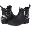 imageLaura Ashley Ladies Mid Cut Ankle Height Rubber Rain Boots Lightweight Waterproof Booties for WomenBlack Floral