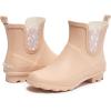 imageLaura Ashley Ladies Mid Cut Ankle Height Rubber Rain Boots Lightweight Waterproof Booties for WomenTan Petals