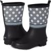 imageLaura Ashley Womens Rain Footwear Stripe Mid Calf Waterproof Rubber GardenRainboots Low Heel Slip Resistant Boots for WomenBlack