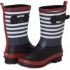 imageLaura Ashley Womens Rain Footwear Stripe Mid Calf Waterproof Rubber GardenRainboots Low Heel Slip Resistant Boots for WomenBurgundy