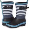 imageLaura Ashley Womens Rain Footwear Stripe Mid Calf Waterproof Rubber GardenRainboots Low Heel Slip Resistant Boots for WomenDenim Stripe