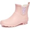 imageLaura Ashley Ladies Mid Cut Ankle Height Rubber Rain Boots Lightweight Waterproof Booties for WomenPink Petals