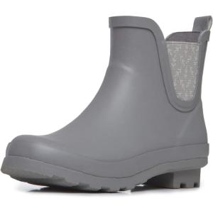 imageLaura Ashley Ladies Mid Cut Ankle Height Rubber Rain Boots Lightweight Waterproof Booties for WomenGrey