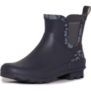 imageLaura Ashley Ladies Mid Cut Ankle Height Rubber Rain Boots Lightweight Waterproof Booties for WomenGrey Floral