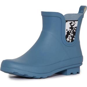 imageLaura Ashley Ladies Mid Cut Ankle Height Rubber Rain Boots Lightweight Waterproof Booties for WomenLt Denim