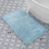 imageLaura Ashley Butter Chenille Bath Rug Absorbent Shaggy Bathroom Mat Non Slip plush Carpet Rugs for Tub and Sink  17quot x 24quot Ligth GrayAqua