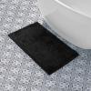 imageLaura Ashley Butter Chenille Bath Rug Absorbent Shaggy Bathroom Mat Non Slip plush Carpet Rugs for Tub and Sink  17quot x 24quot Ligth GrayBlack