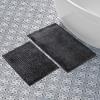 imageLaura Ashley Butter Chenille Bath Rug Absorbent Shaggy Bathroom Mat Non Slip plush Carpet Rugs for Tub and Sink  17quot x 24quot Ligth GrayCharcoal