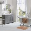 imageLaura Ashley Butter Chenille Bath Rug Absorbent Shaggy Bathroom Mat Non Slip plush Carpet Rugs for Tub and Sink  17quot x 24quot Ligth GrayDark Linen