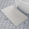 imageLaura Ashley Butter Chenille Bath Rug Absorbent Shaggy Bathroom Mat Non Slip plush Carpet Rugs for Tub and Sink  17quot x 24quot Ligth GrayIvory