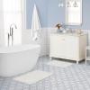 imageLaura Ashley Butter Chenille Bath Rug Absorbent Shaggy Bathroom Mat Non Slip plush Carpet Rugs for Tub and Sink  17quot x 24quot Ligth GrayIvory