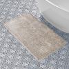 imageLaura Ashley Butter Chenille Bath Rug Absorbent Shaggy Bathroom Mat Non Slip plush Carpet Rugs for Tub and Sink  17quot x 24quot Ligth GrayLinen