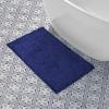 imageLaura Ashley Butter Chenille Bath Rug Absorbent Shaggy Bathroom Mat Non Slip plush Carpet Rugs for Tub and Sink  17quot x 24quot Ligth GrayNavy