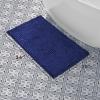 imageLaura Ashley Butter Chenille Bath Rug Absorbent Shaggy Bathroom Mat Non Slip plush Carpet Rugs for Tub and Sink  17quot x 24quot Ligth GrayNavy