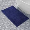 imageLaura Ashley Butter Chenille Bath Rug Absorbent Shaggy Bathroom Mat Non Slip plush Carpet Rugs for Tub and Sink  17quot x 24quot Ligth GrayNavy