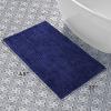 imageLaura Ashley Butter Chenille Bath Rug Absorbent Shaggy Bathroom Mat Non Slip plush Carpet Rugs for Tub and Sink  17quot x 24quot Ligth GrayNavy