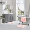 imageLaura Ashley Butter Chenille Bath Rug Absorbent Shaggy Bathroom Mat Non Slip plush Carpet Rugs for Tub and Sink  17quot x 24quot Ligth GrayPink Mist