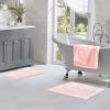 imageLaura Ashley Butter Chenille Bath Rug Absorbent Shaggy Bathroom Mat Non Slip plush Carpet Rugs for Tub and Sink  17quot x 24quot Ligth GrayPink Mist