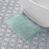 imageLaura Ashley Butter Chenille Bath Rug Absorbent Shaggy Bathroom Mat Non Slip plush Carpet Rugs for Tub and Sink  17quot x 24quot Ligth GraySage Green