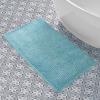 imageLaura Ashley Butter Chenille Bath Rug Absorbent Shaggy Bathroom Mat Non Slip plush Carpet Rugs for Tub and Sink  17quot x 24quot Ligth GraySeaspray Blue