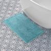 imageLaura Ashley Butter Chenille Bath Rug Absorbent Shaggy Bathroom Mat Non Slip plush Carpet Rugs for Tub and Sink  17quot x 24quot Ligth GraySeaspray Blue