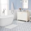 imageLaura Ashley Butter Chenille Bath Rug Absorbent Shaggy Bathroom Mat Non Slip plush Carpet Rugs for Tub and Sink  17quot x 24quot Ligth GrayWhite