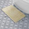 imageLaura Ashley Butter Chenille Bath Rug Absorbent Shaggy Bathroom Mat Non Slip plush Carpet Rugs for Tub and Sink  17quot x 24quot Ligth GrayYellow