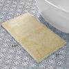 imageLaura Ashley Butter Chenille Bath Rug Absorbent Shaggy Bathroom Mat Non Slip plush Carpet Rugs for Tub and Sink  17quot x 24quot Ligth GrayYellow