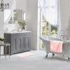 imageLaura Ashley Butter Chenille Bath Rug Absorbent Shaggy Bathroom Mat Non Slip plush Carpet Rugs for Tub and Sink  17quot x 24quot Ligth GrayPink Mist