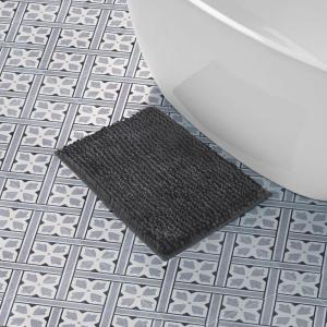 imageLaura Ashley Butter Chenille Bath Rug Absorbent Shaggy Bathroom Mat Non Slip plush Carpet Rugs for Tub and Sink  17quot x 24quot Ligth GrayCharcoal