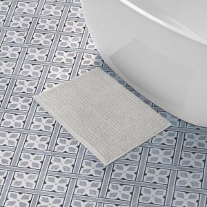 imageLaura Ashley Butter Chenille Bath Rug Absorbent Shaggy Bathroom Mat Non Slip plush Carpet Rugs for Tub and Sink  17quot x 24quot Ligth GrayIvory